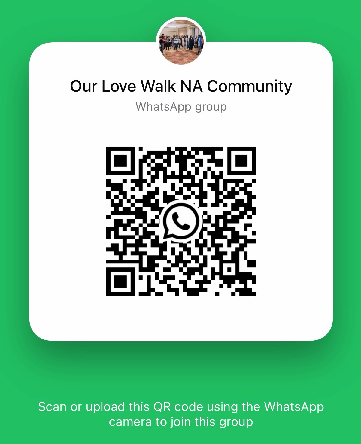 WhatsApp QR code for joining the Our Love Walk North America community